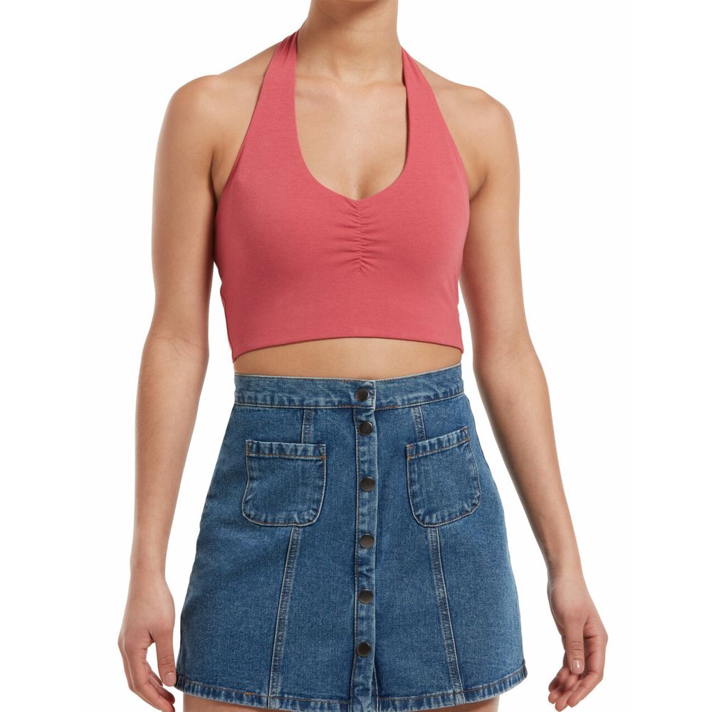 Hue Women's Ruched Blackout Cotton Halter Top